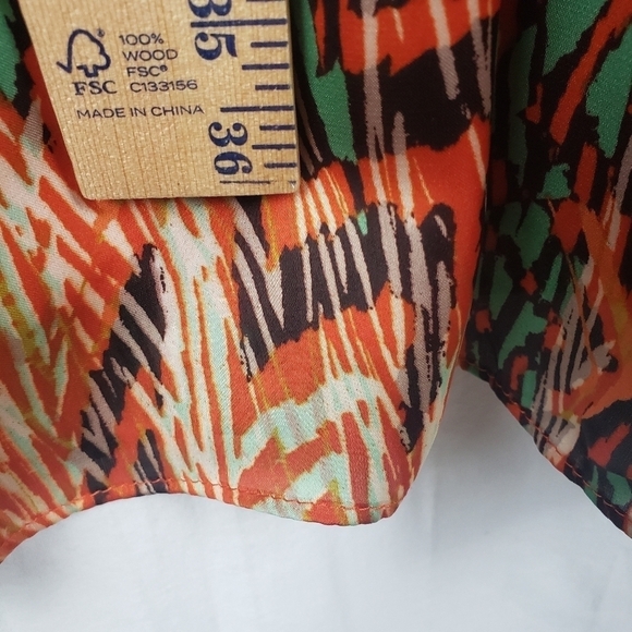 Gabby Skye Orange Multicolored Short Sleeve Round Neck Dress Sz 12 - Picture 11 of 12